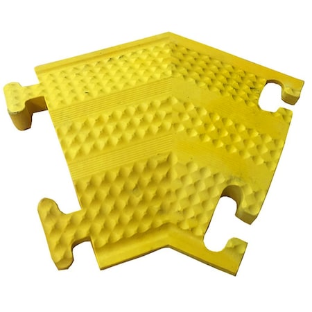 Electriduct Cable Protector 45 Deg Left Turn, 1 Channel, Rubber, Safety Yellow DO-ED-SM-T-LT-SY